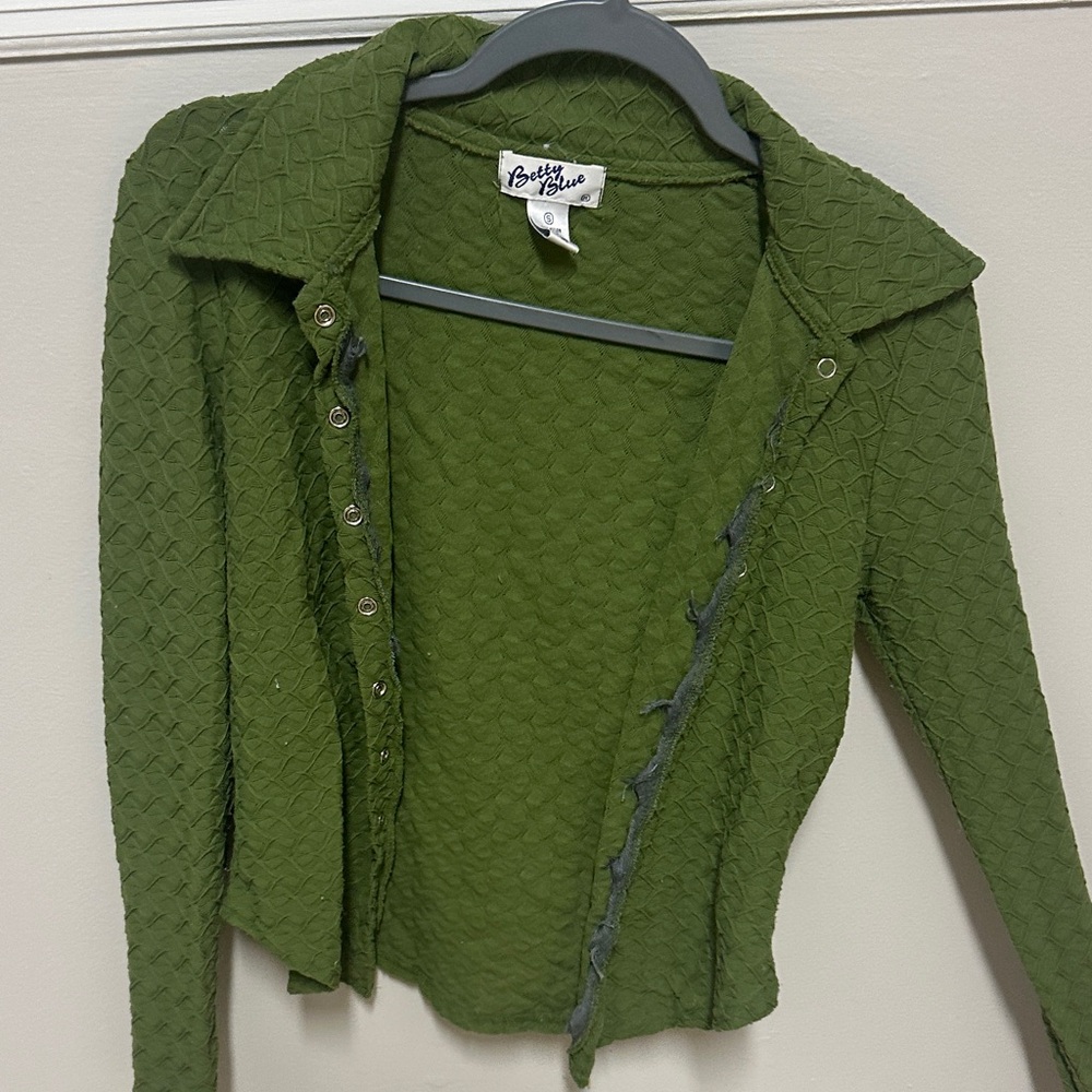 Betty Blue Olive Button Down Shirt